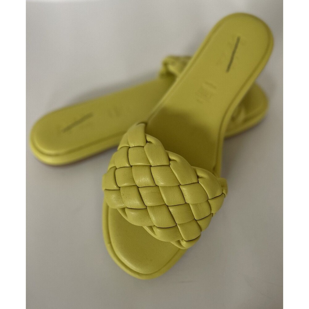 Anthropologie Seychelles Women Puffy Woven Yellow Preppy Slide Sandals Sz 10 - Picture 8 of 9